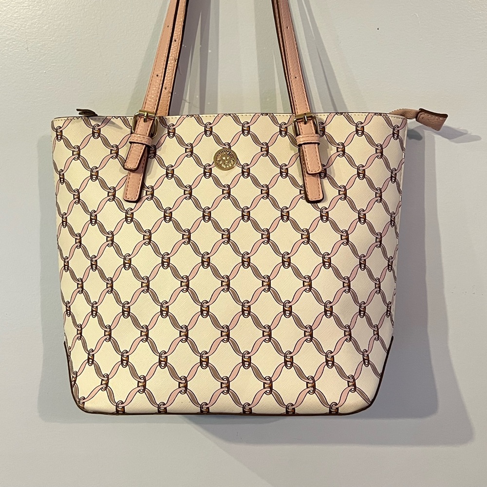 Anne Klein tote bag purse pink white gold clean - Picture 1 of 13